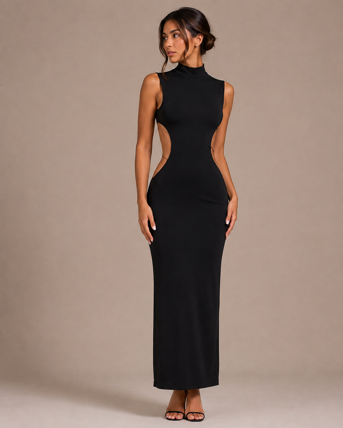Robe Longue Dos Nu à Nœud Col Montant, Preencess