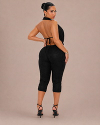 Combinaison en dentelle dos nu pantalon court