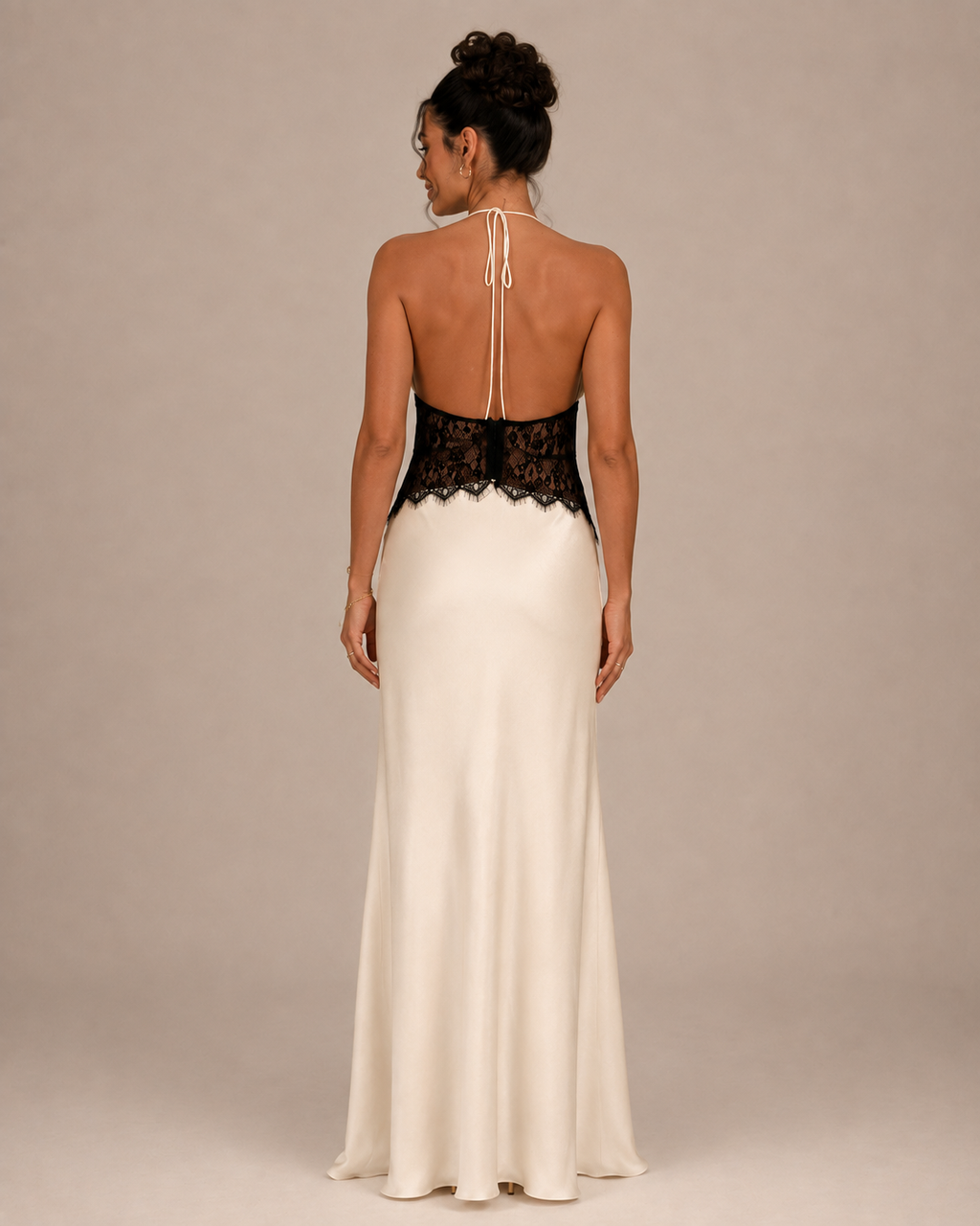 Robe Longue Dos Nu Col Licou Décolleté V, Preencess