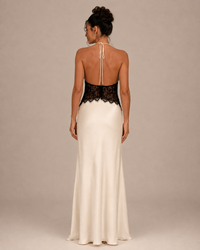 Robe Longue Dos Nu Col Licou Décolleté V, Preencess