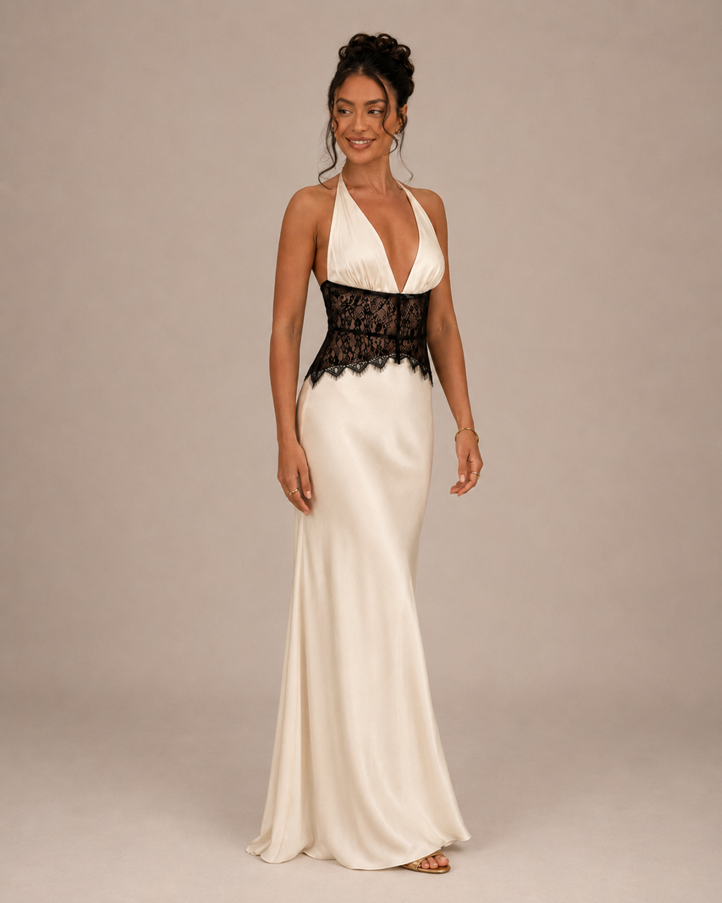 Robe Longue Dos Nu Col Licou Décolleté V, Preencess