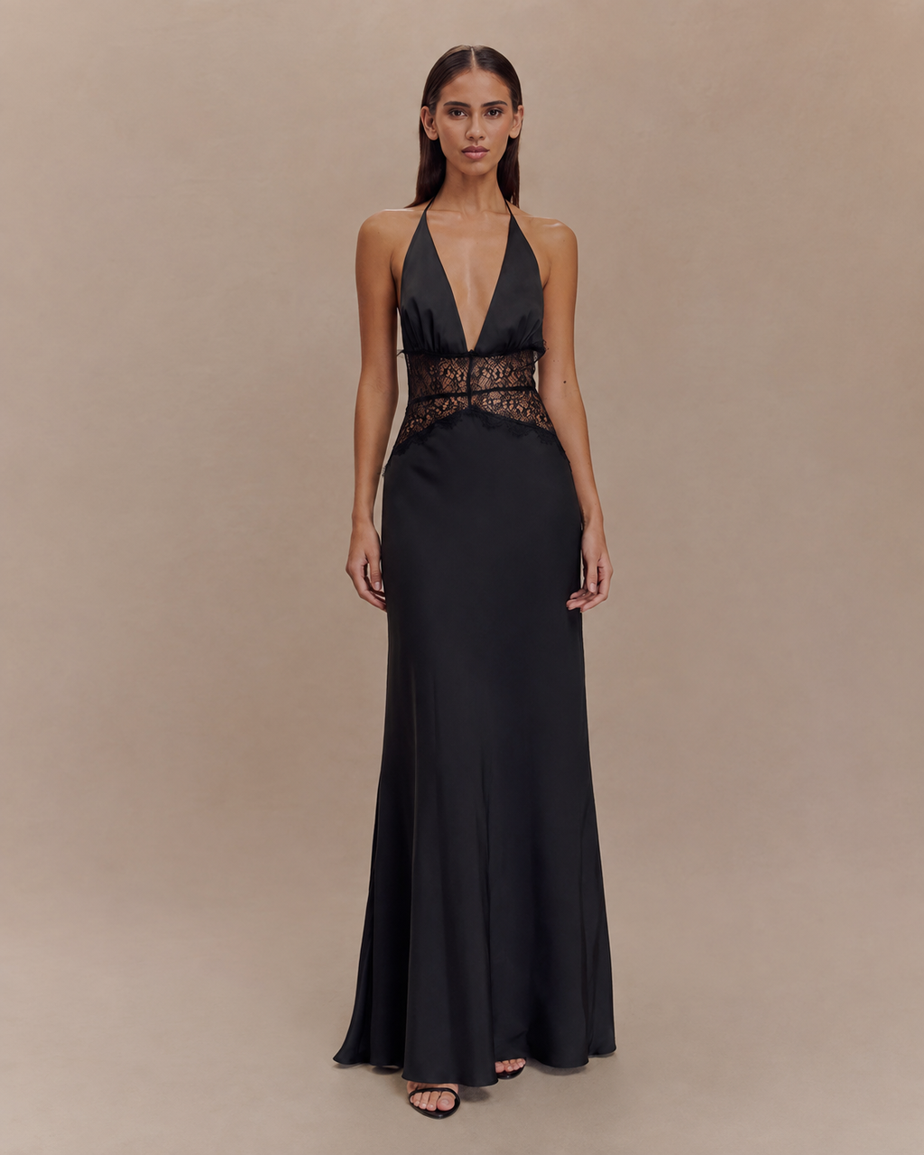 Robe Longue Dos Nu Col Licou Décolleté V, Preencess