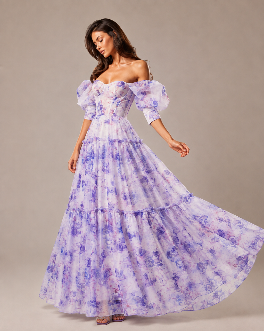 Robe Longue de Soirée en Organza Épaules Dénudées, Preencess