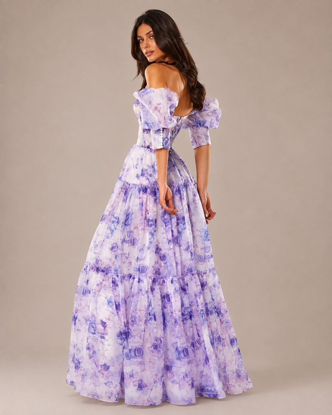 Robe Longue de Soirée en Organza Épaules Dénudées, Preencess