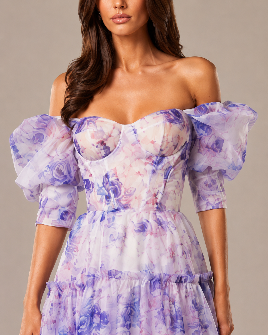Robe Longue de Soirée en Organza Épaules Dénudées, Preencess