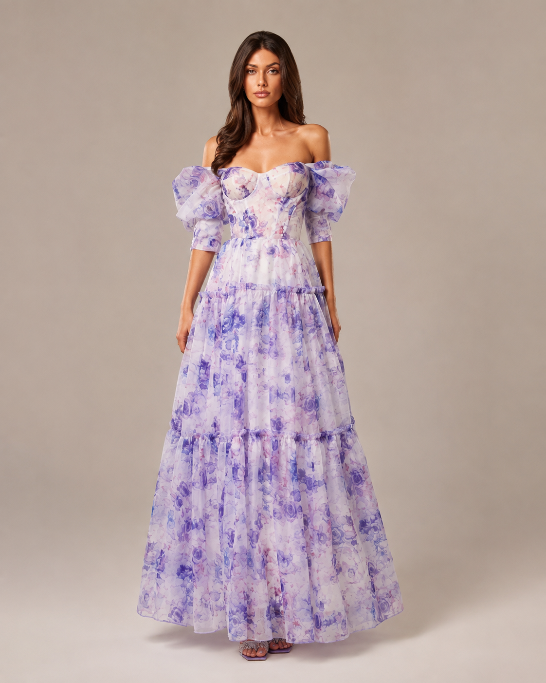 Robe Longue de Soirée en Organza Épaules Dénudées, Preencess