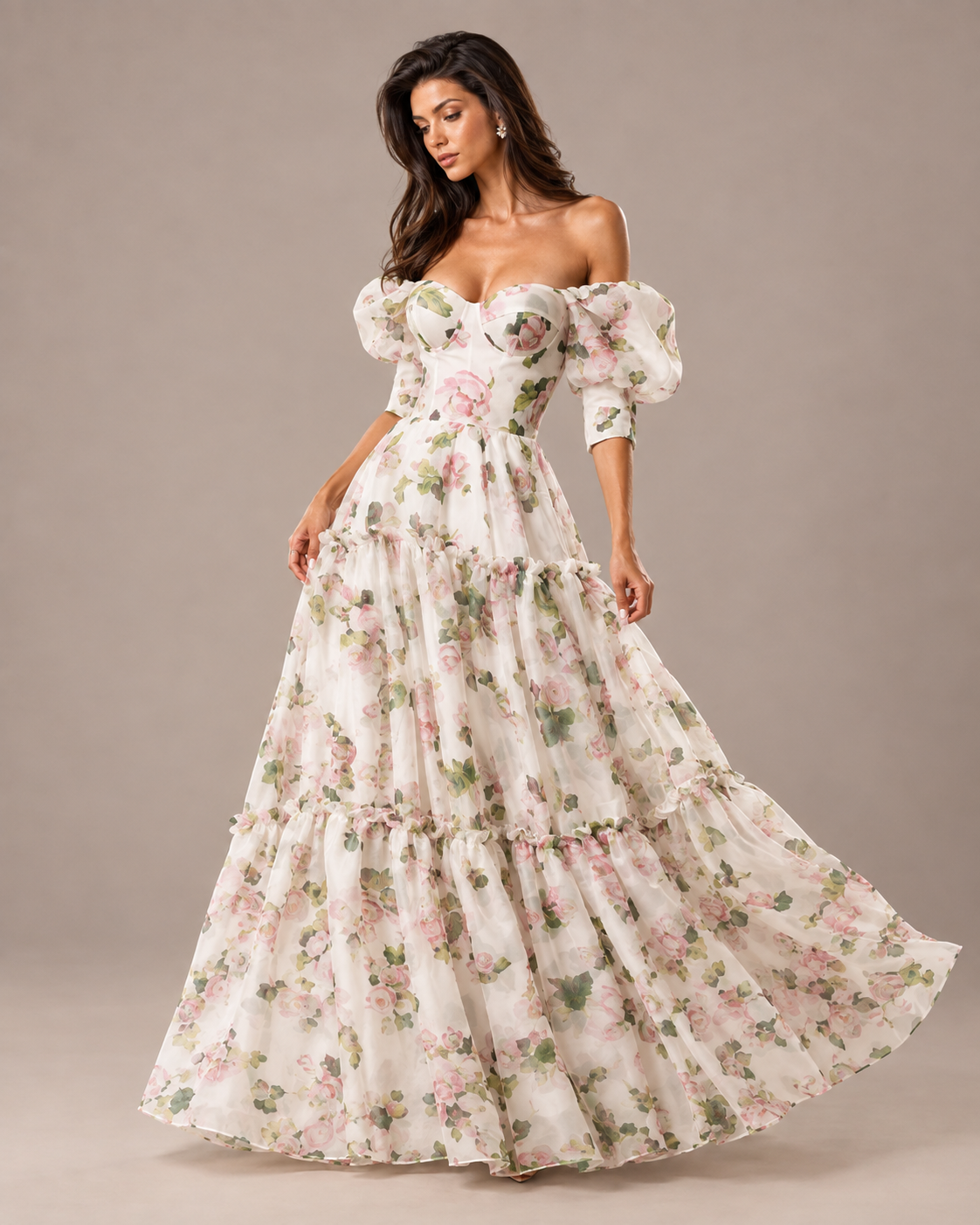 Robe Longue de Soirée en Organza Épaules Dénudées, Preencess