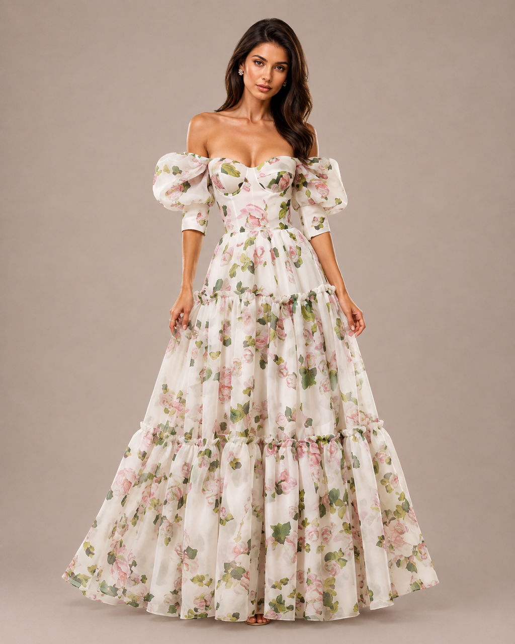Robe Longue de Soirée en Organza Épaules Dénudées, Preencess