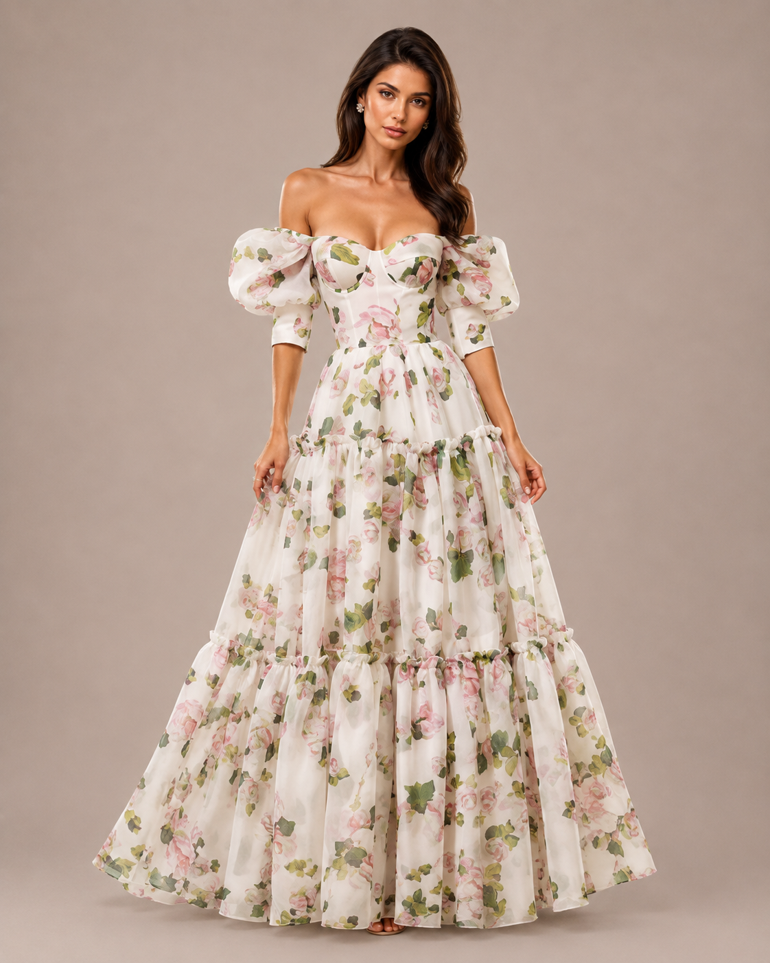 Robe Longue de Soirée en Organza Épaules Dénudées, Preencess
