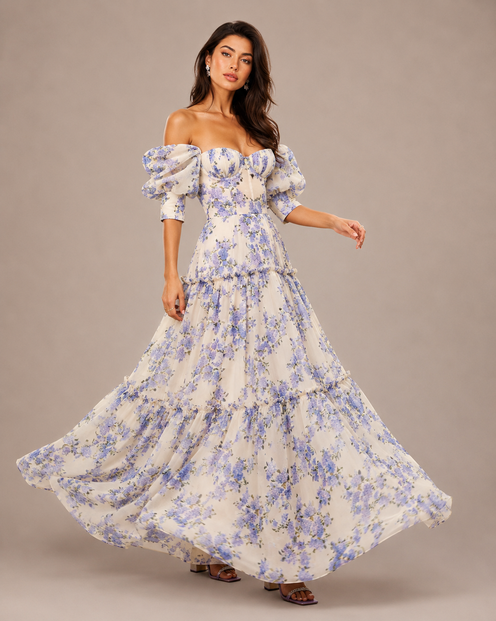 Robe Longue de Soirée en Organza Épaules Dénudées, Preencess