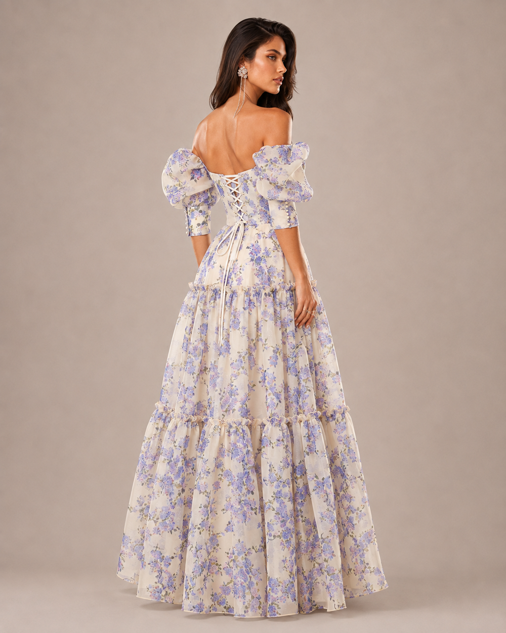 Robe Longue de Soirée en Organza Épaules Dénudées, Preencess