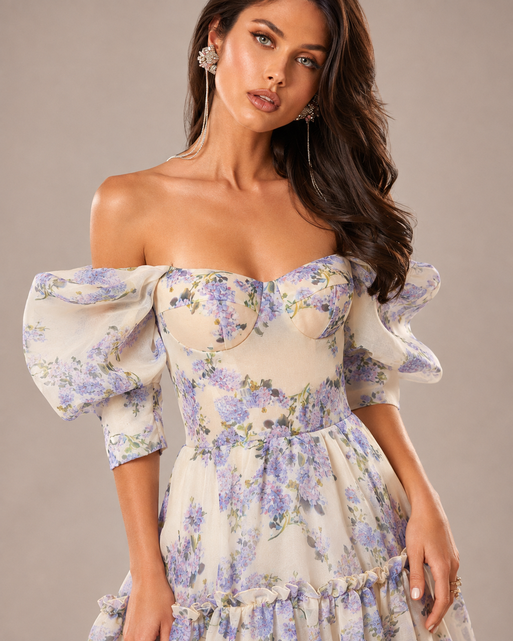 Robe Longue de Soirée en Organza Épaules Dénudées, Preencess