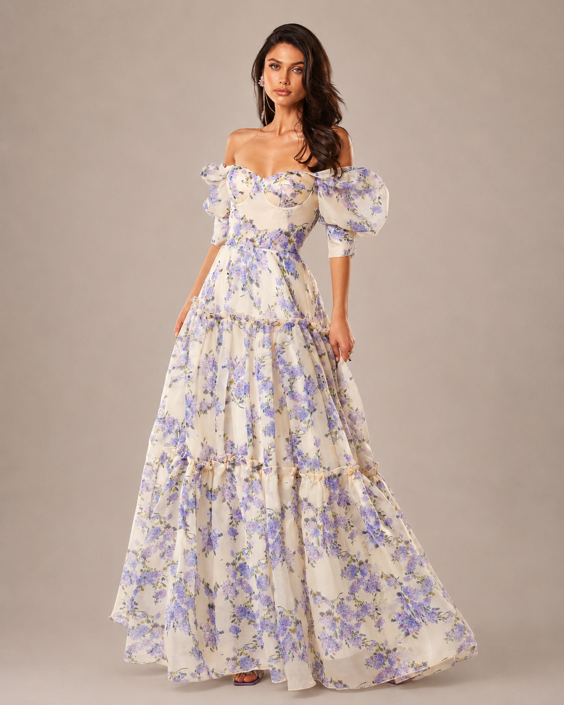 Robe Longue de Soirée en Organza Épaules Dénudées, Preencess
