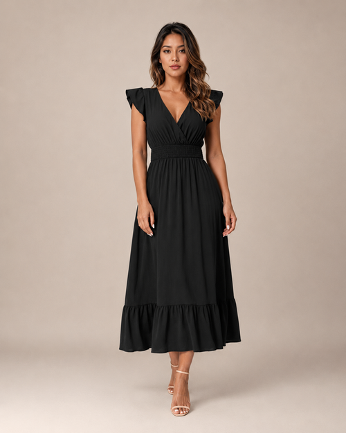 Robe Midi d'Été à Manches Courtes, Preencess