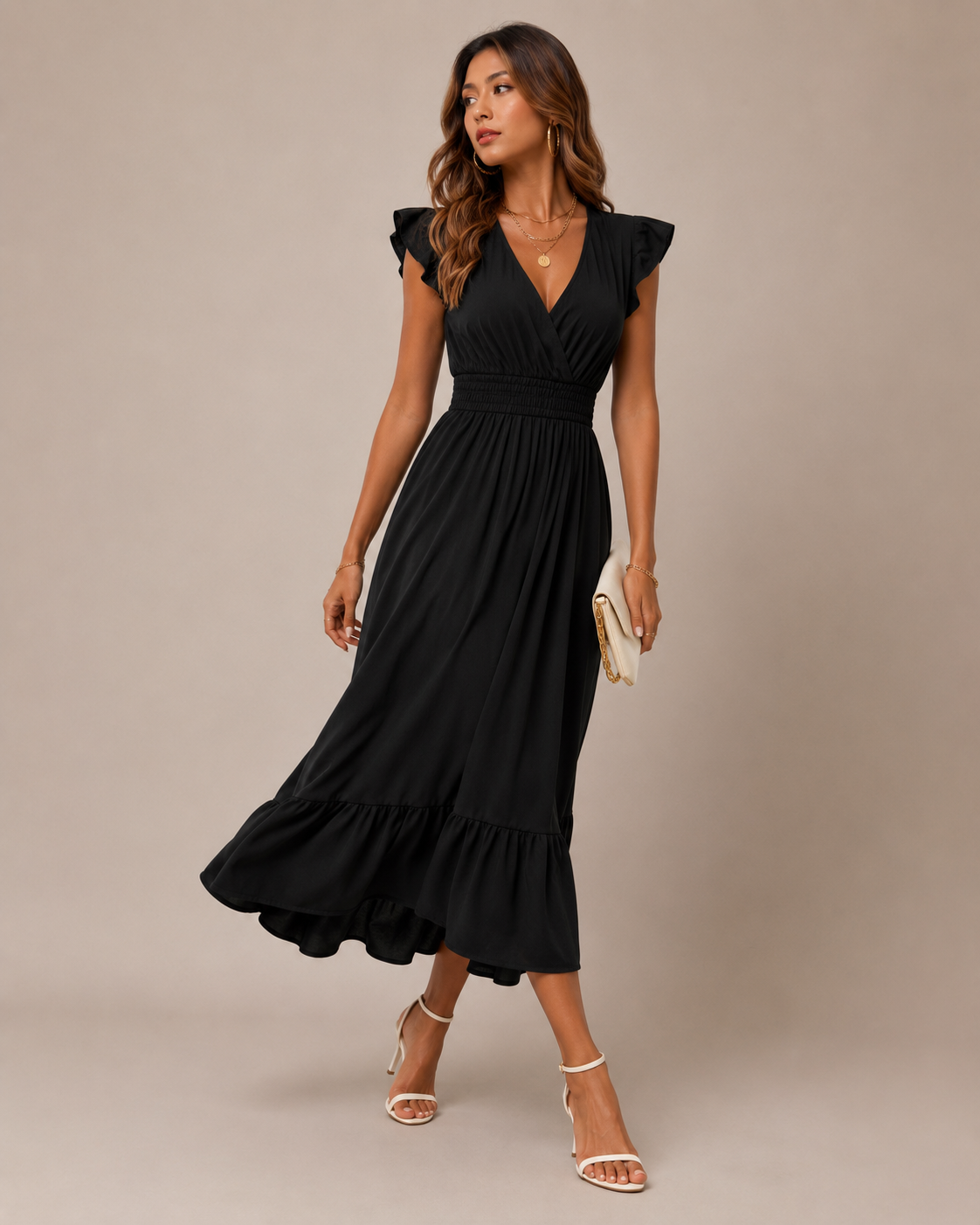 Robe Midi d'Été à Manches Courtes, Preencess