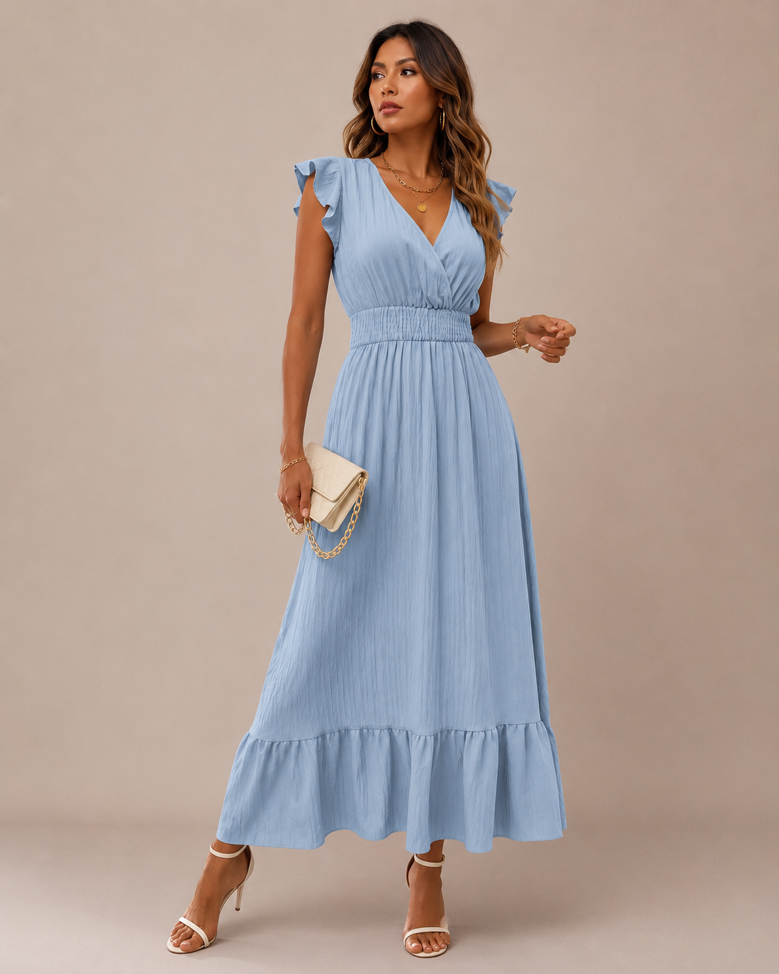 Robe Midi d'Été à Manches Courtes, Preencess