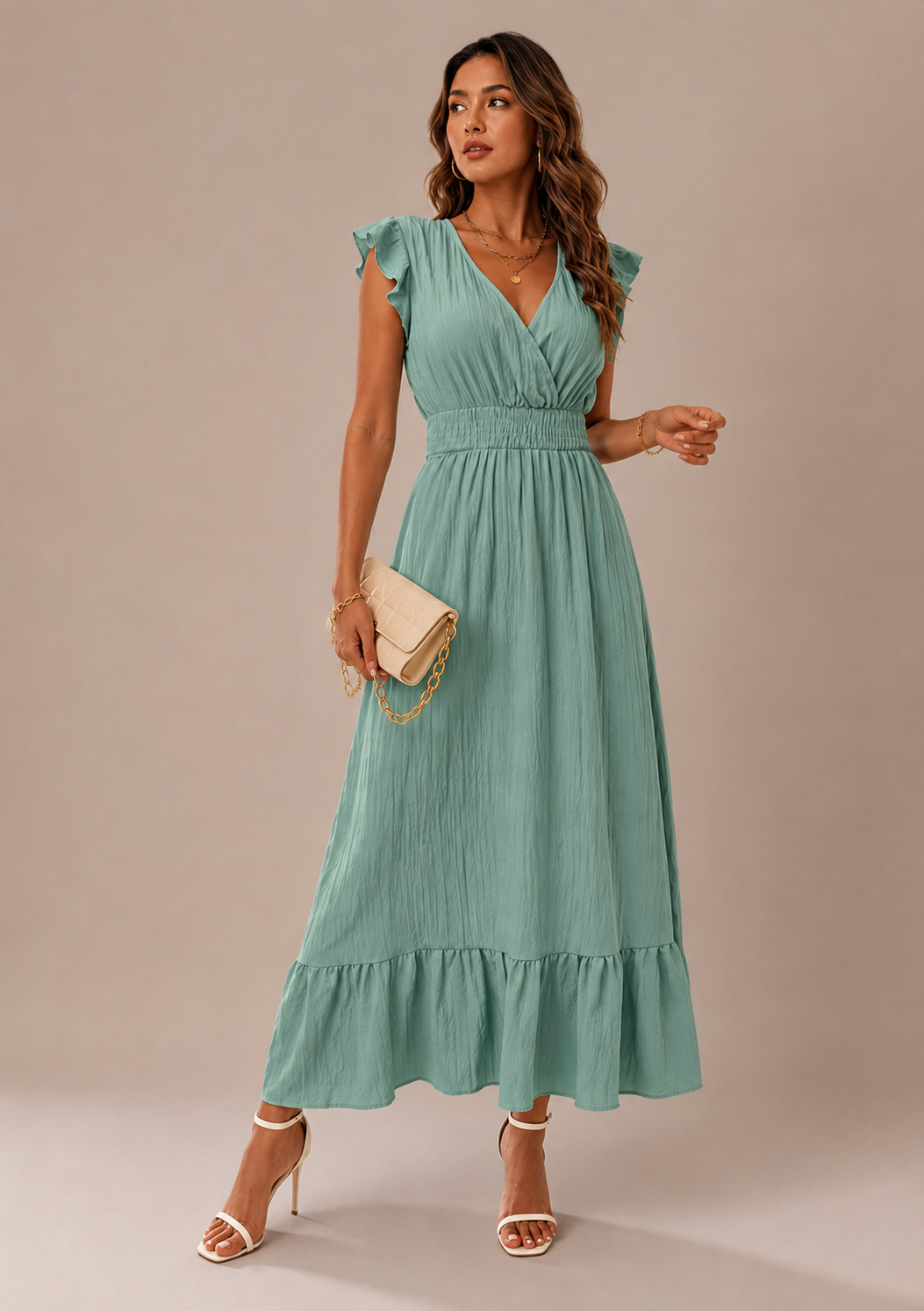 Robe Midi d'Été à Manches Courtes, Preencess