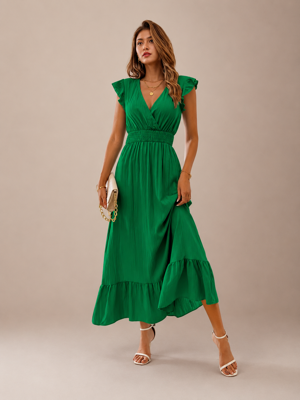 Robe Midi d'Été à Manches Courtes, Preencess