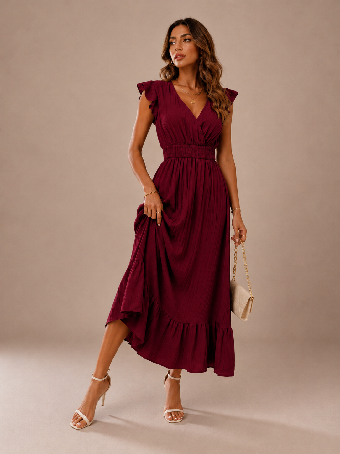 Robe Midi d'Été à Manches Courtes, Preencess