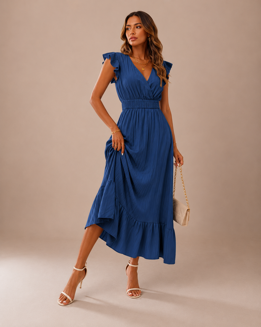 Robe Midi d'Été à Manches Courtes, Preencess