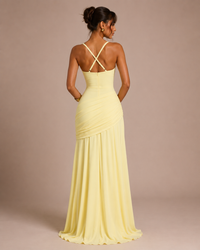 Robe évasée sans manches taille ajustée
