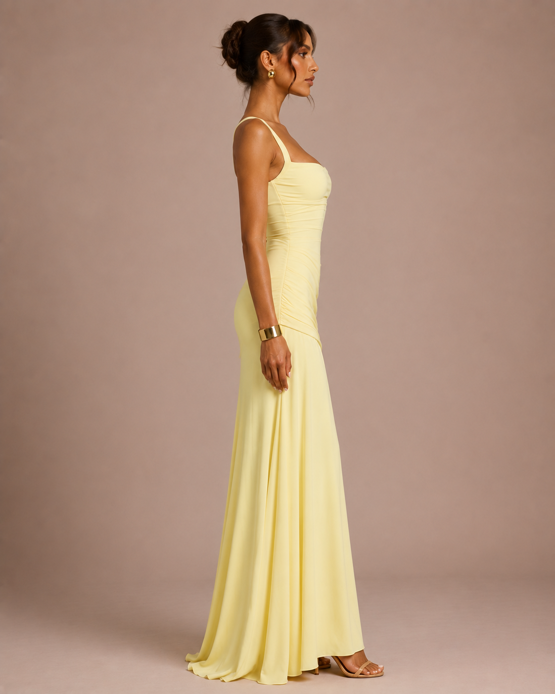 Robe Longue Évasée Sans Manches Taille Ajustée, Preencess