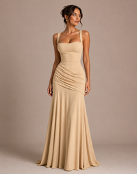 Robe Longue Évasée Sans Manches Taille Ajustée, Preencess