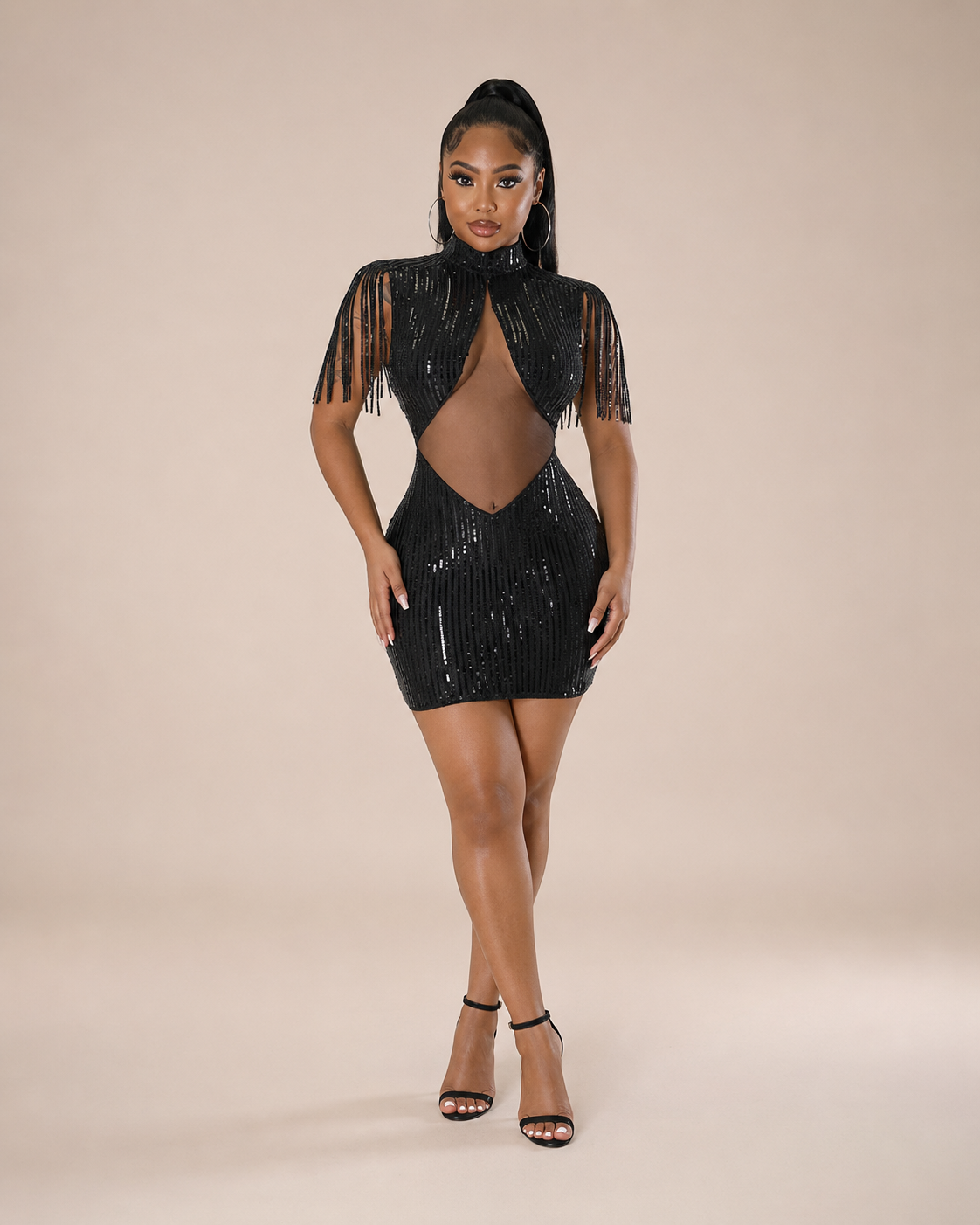 Robe Mini de Soirée à Sequins et Franges, Preencess