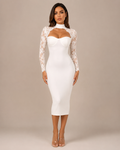 Robe Midi de Soirée en Dentelle Col Licou, Preencess