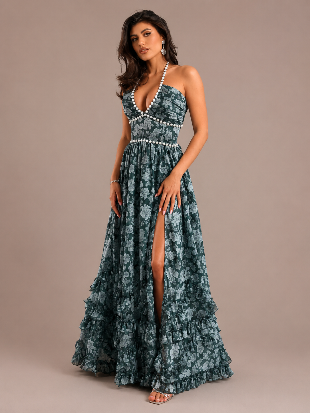 Robe Longue Fleurie à Fines Bretelles, Preencess