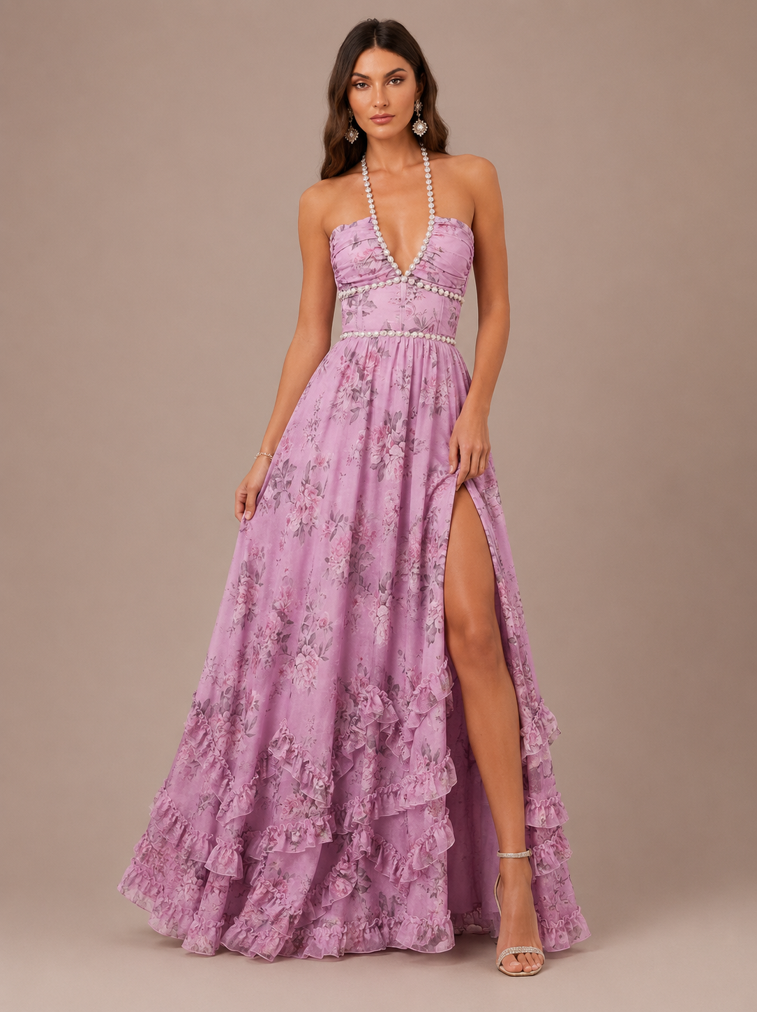 Robe fleurie à fines bretelles