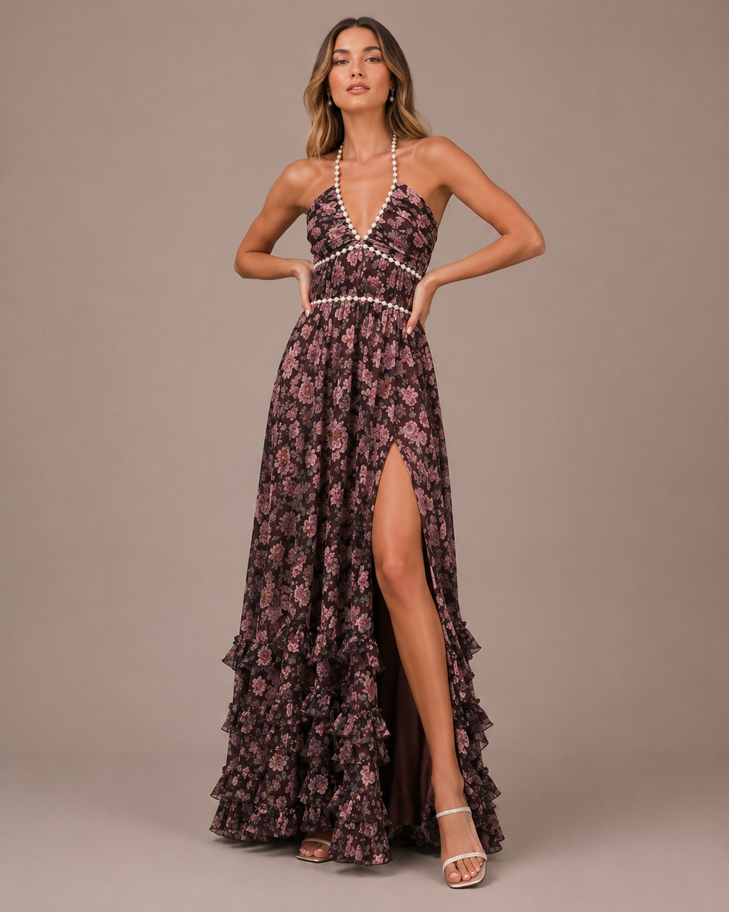 Robe Longue Fleurie à Fines Bretelles, Preencess