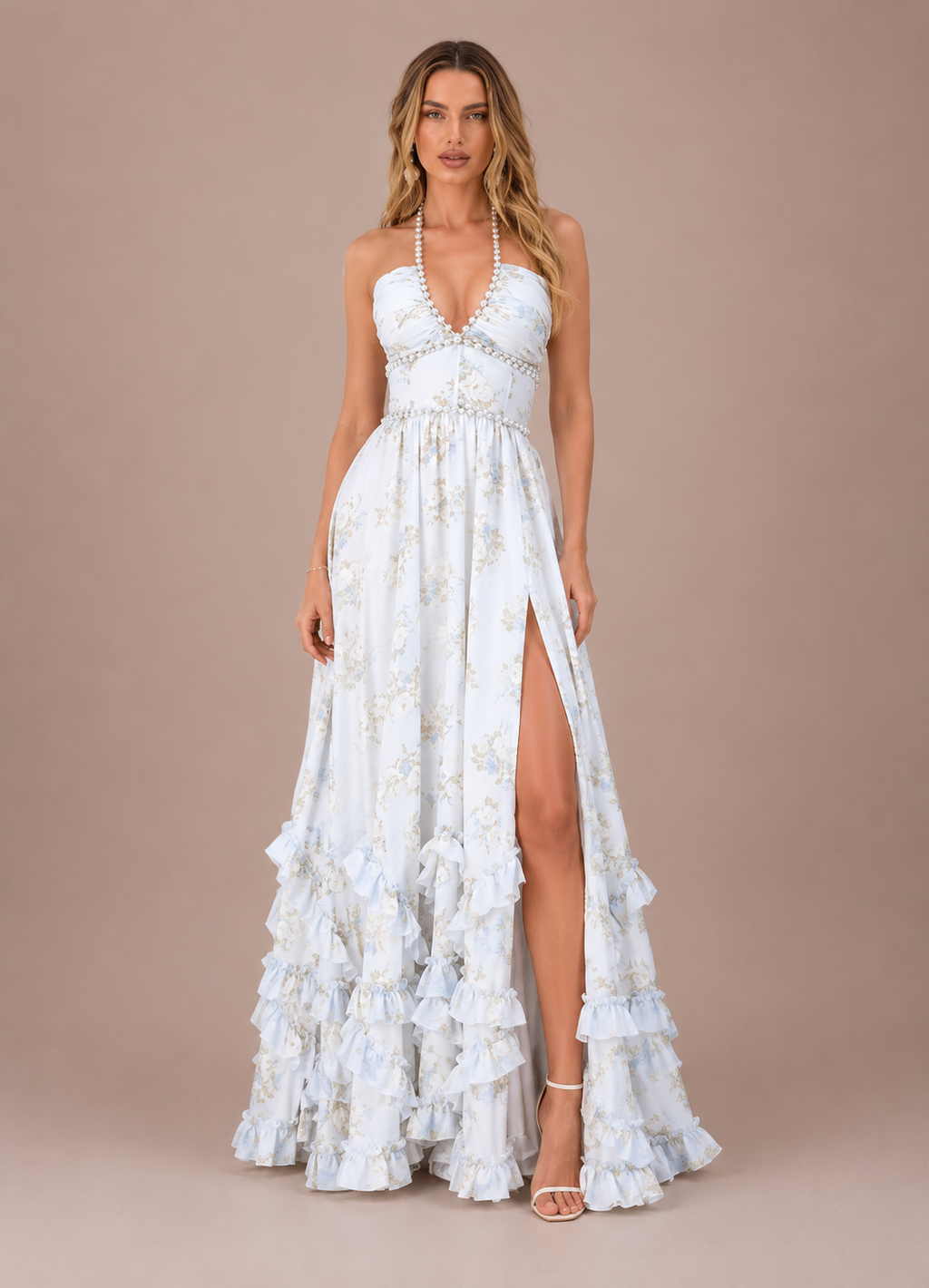 Robe Longue Fleurie à Fines Bretelles, Preencess