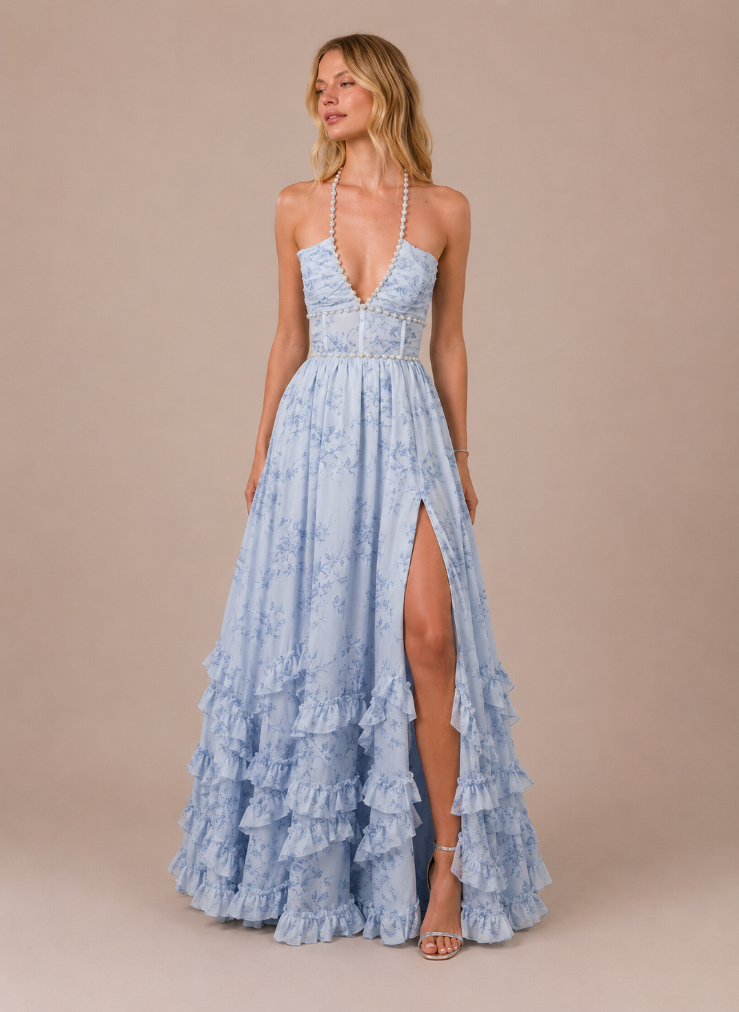 Robe Longue Fleurie à Fines Bretelles, Preencess