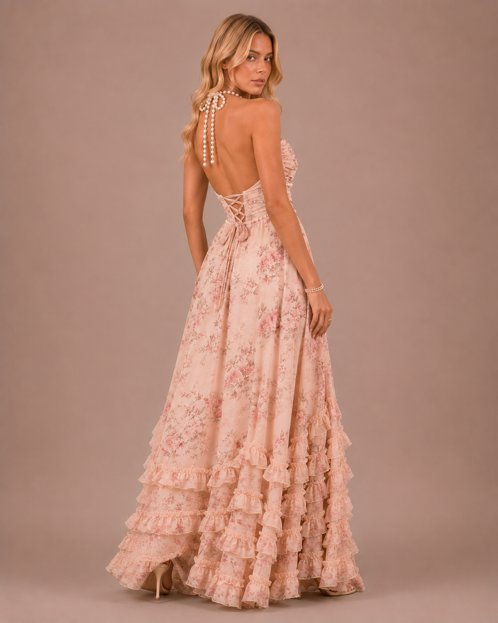Robe Longue Fleurie à Fines Bretelles, Preencess