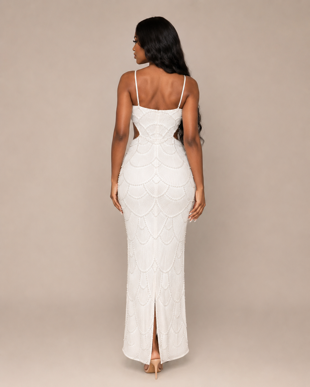 Robe Longue de Soirée à Sequins et Perles, Preencess