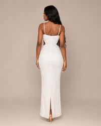 Robe Longue de Soirée à Sequins et Perles, Preencess