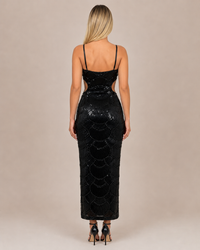 Robe Longue de Soirée à Sequins et Perles, Preencess