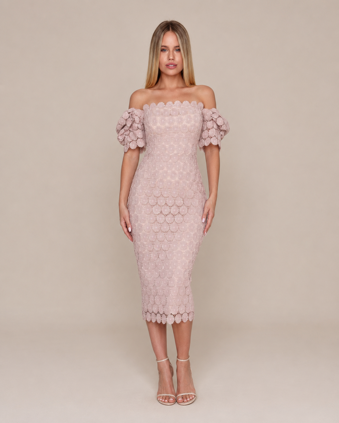 Robe portefeuille midi en dentelle, Preencess