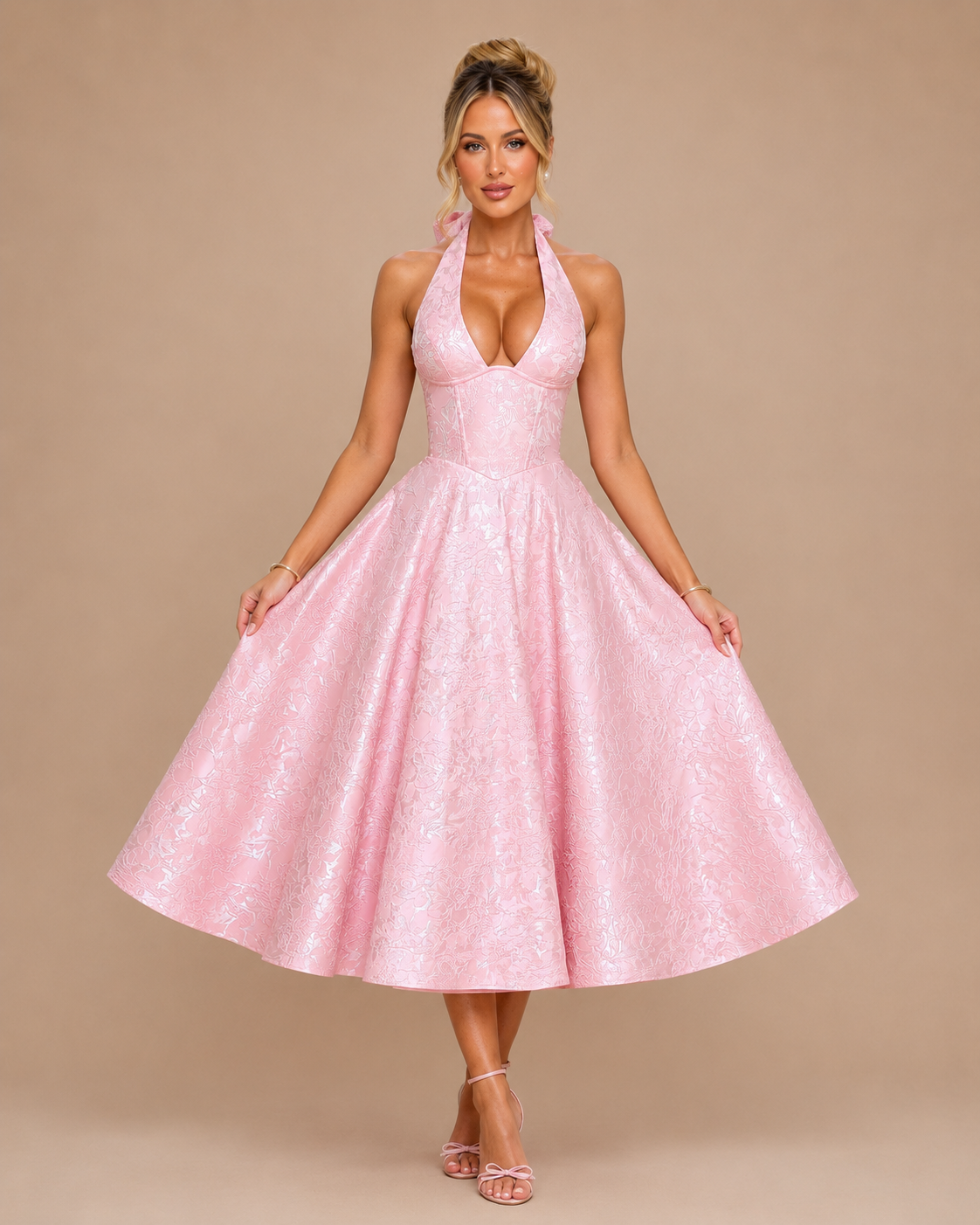 Robe de soirée en jacquard col licou, Preencess