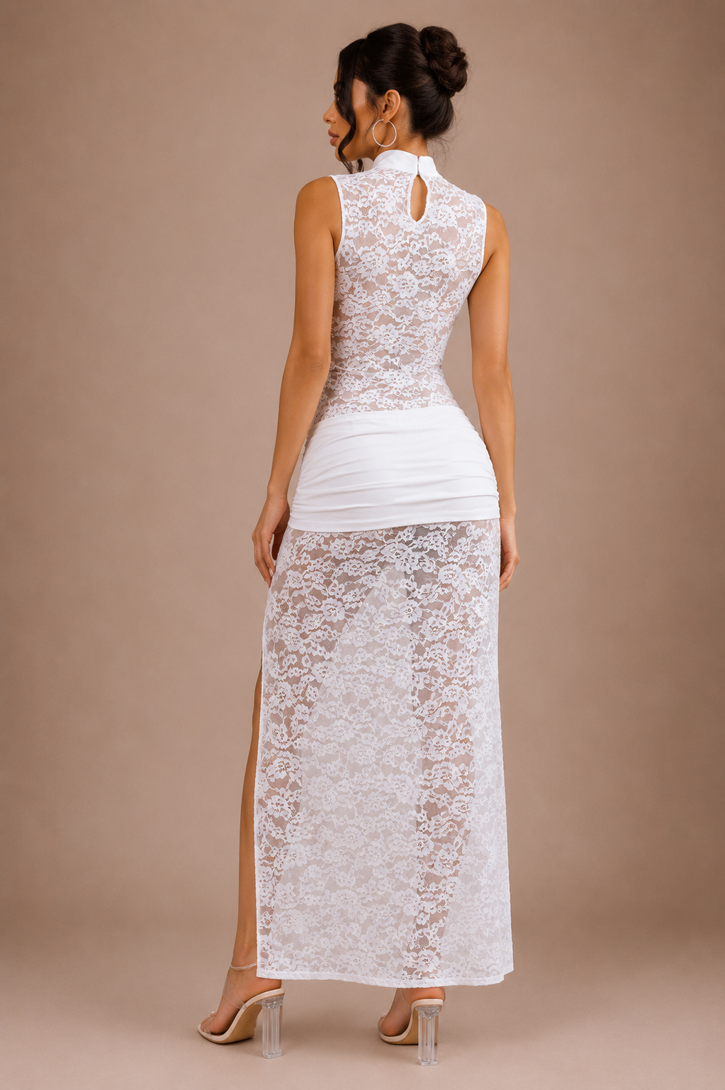 Robe Longue Dentelle Élégante Ajustée, Preencess