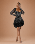 Robe Mini Ornée de Perles et Strass, Preencess