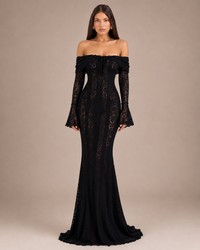 Robe Longue Une Épaule à Manches Évasées, Preencess