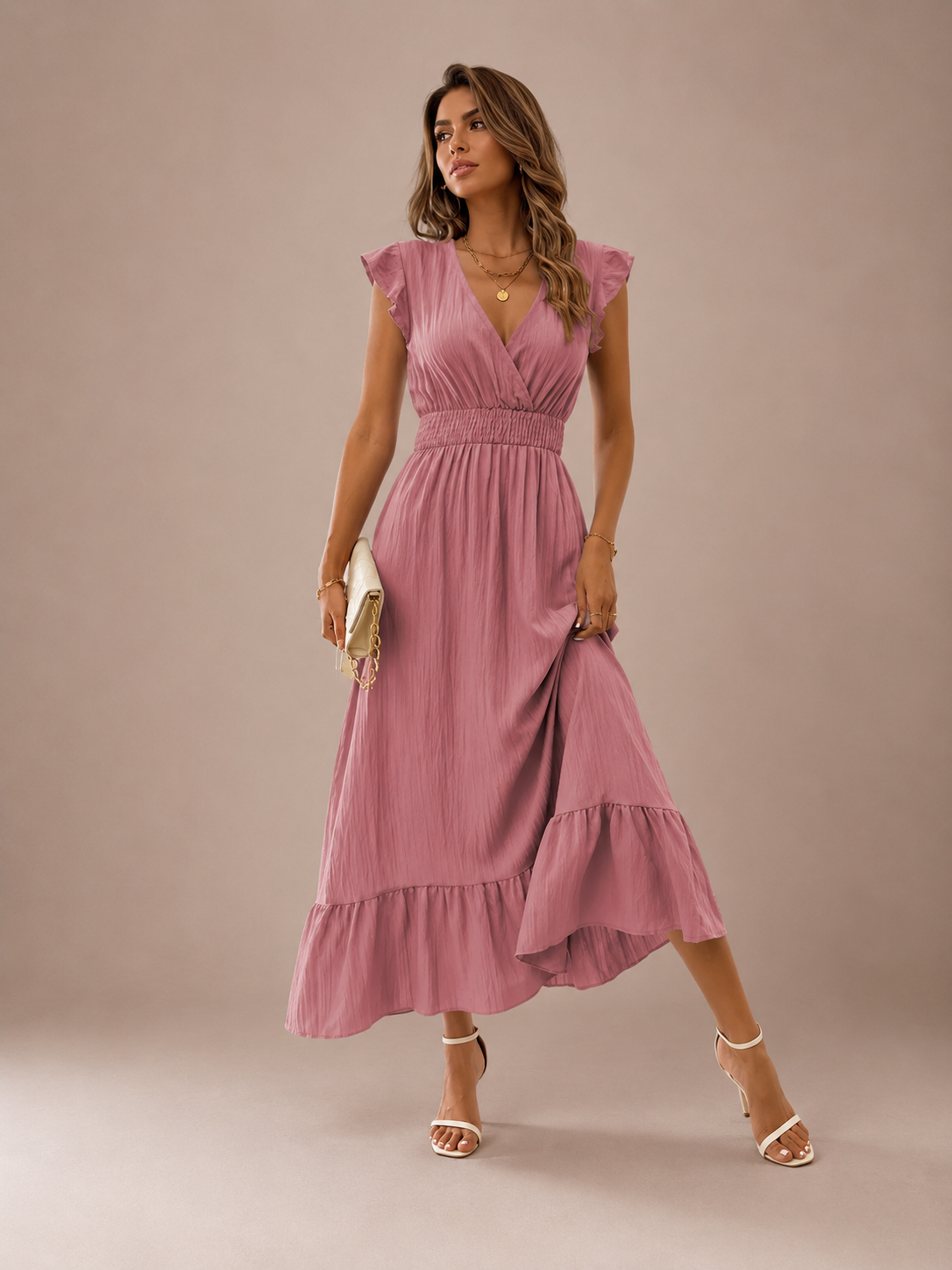 Robe Midi d'Été à Manches Courtes, Preencess