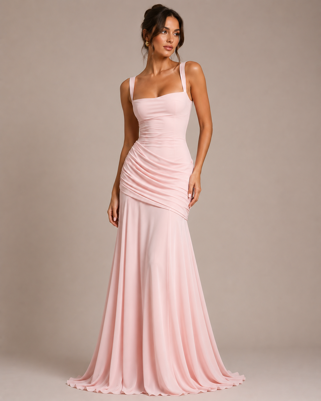 Robe Longue Évasée Sans Manches Taille Ajustée, Preencess