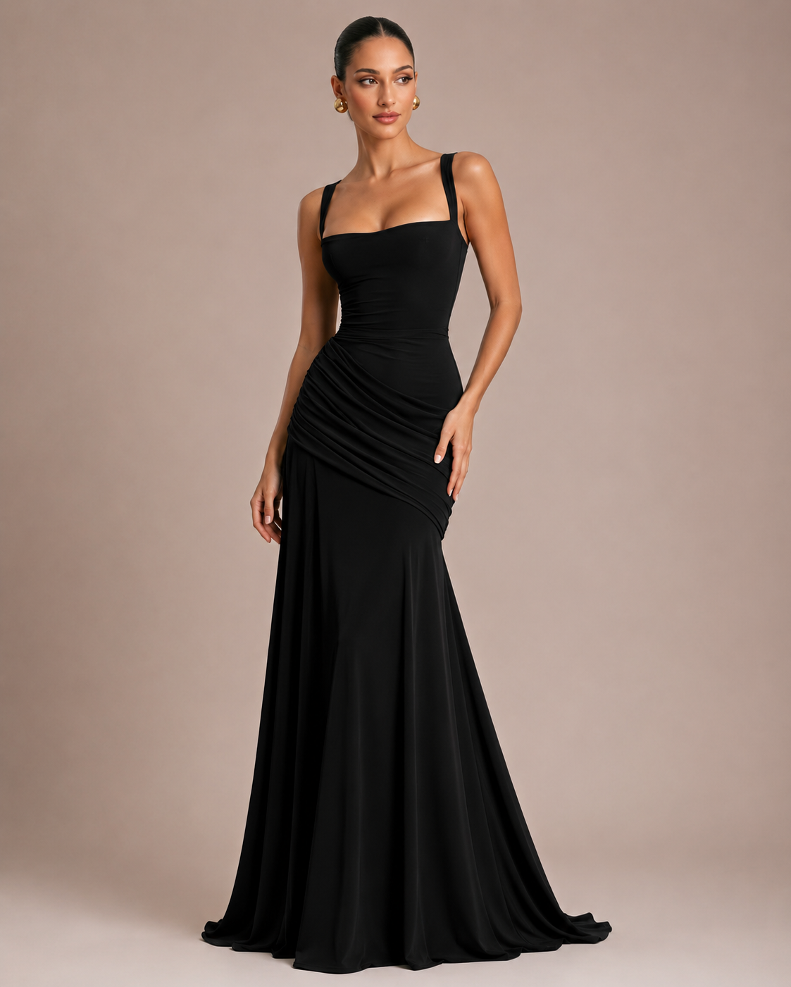 Robe Longue Évasée Sans Manches Taille Ajustée, Preencess