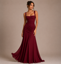 Robe Longue Évasée Sans Manches Taille Ajustée, Preencess