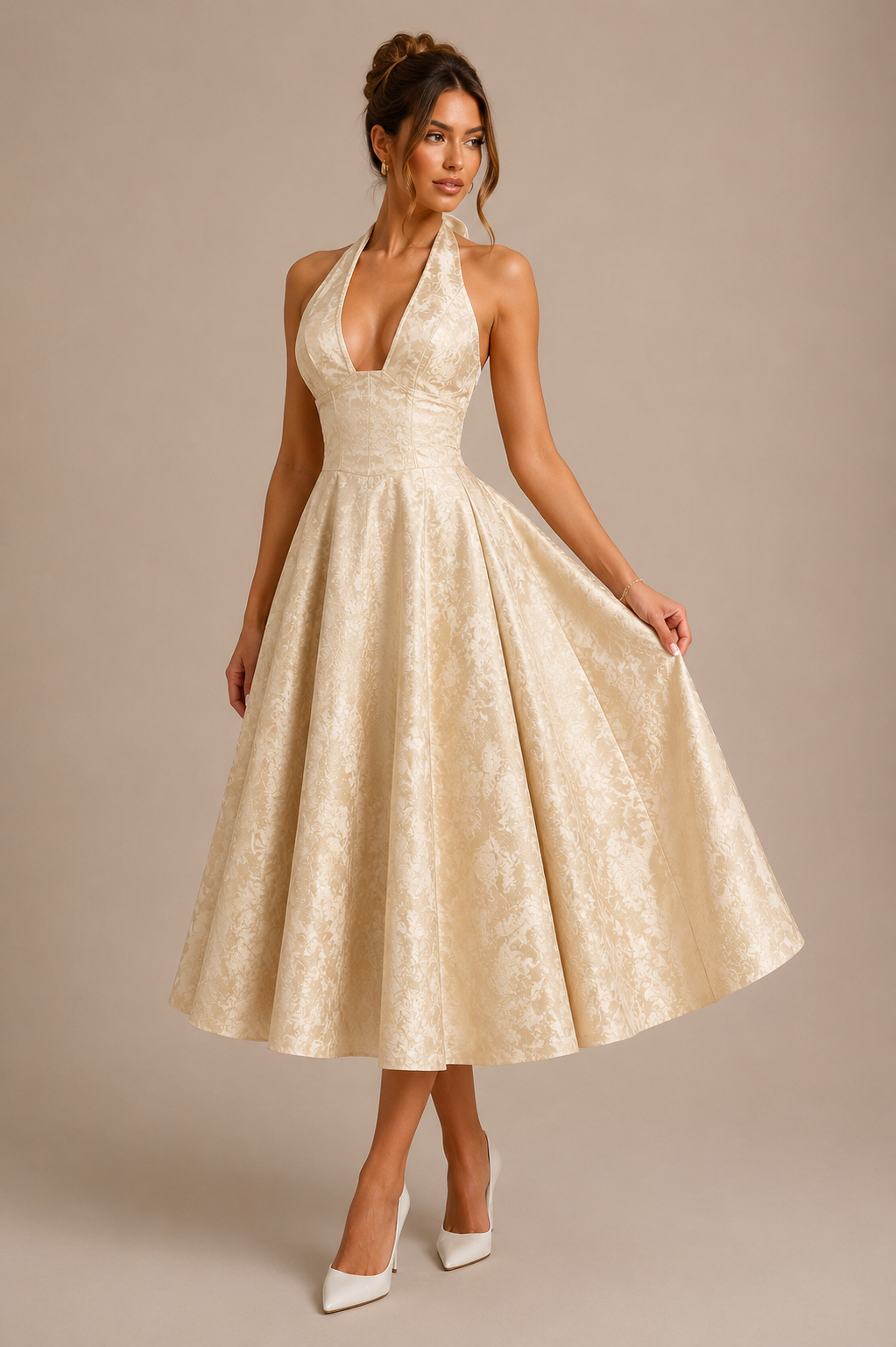 Robe de soirée en jacquard col licou, Preencess