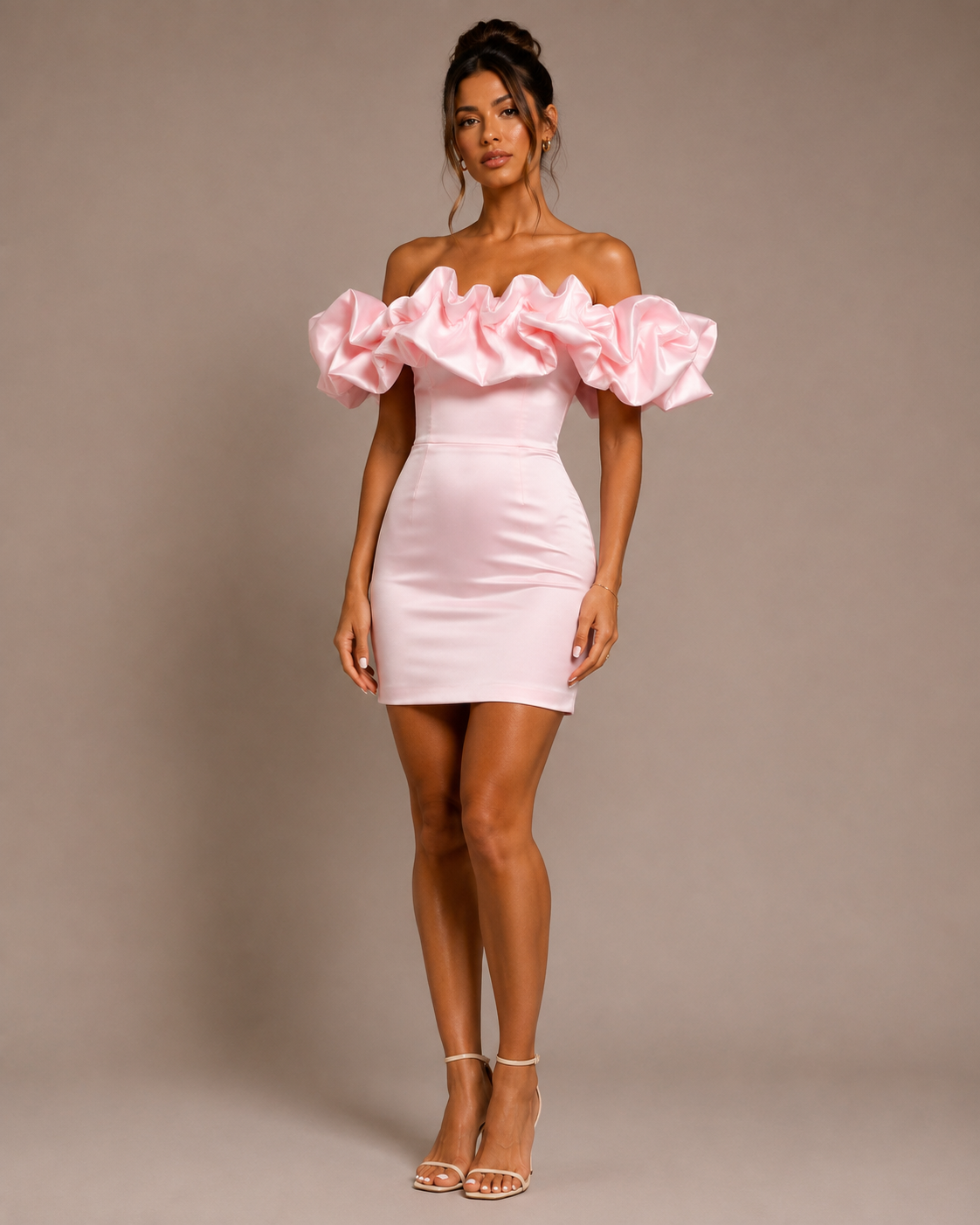 Robe Mini Unie Épaules Dénudées, Preencess