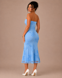 Robe Midi de Soirée Brodée Dos Nu, Preencess